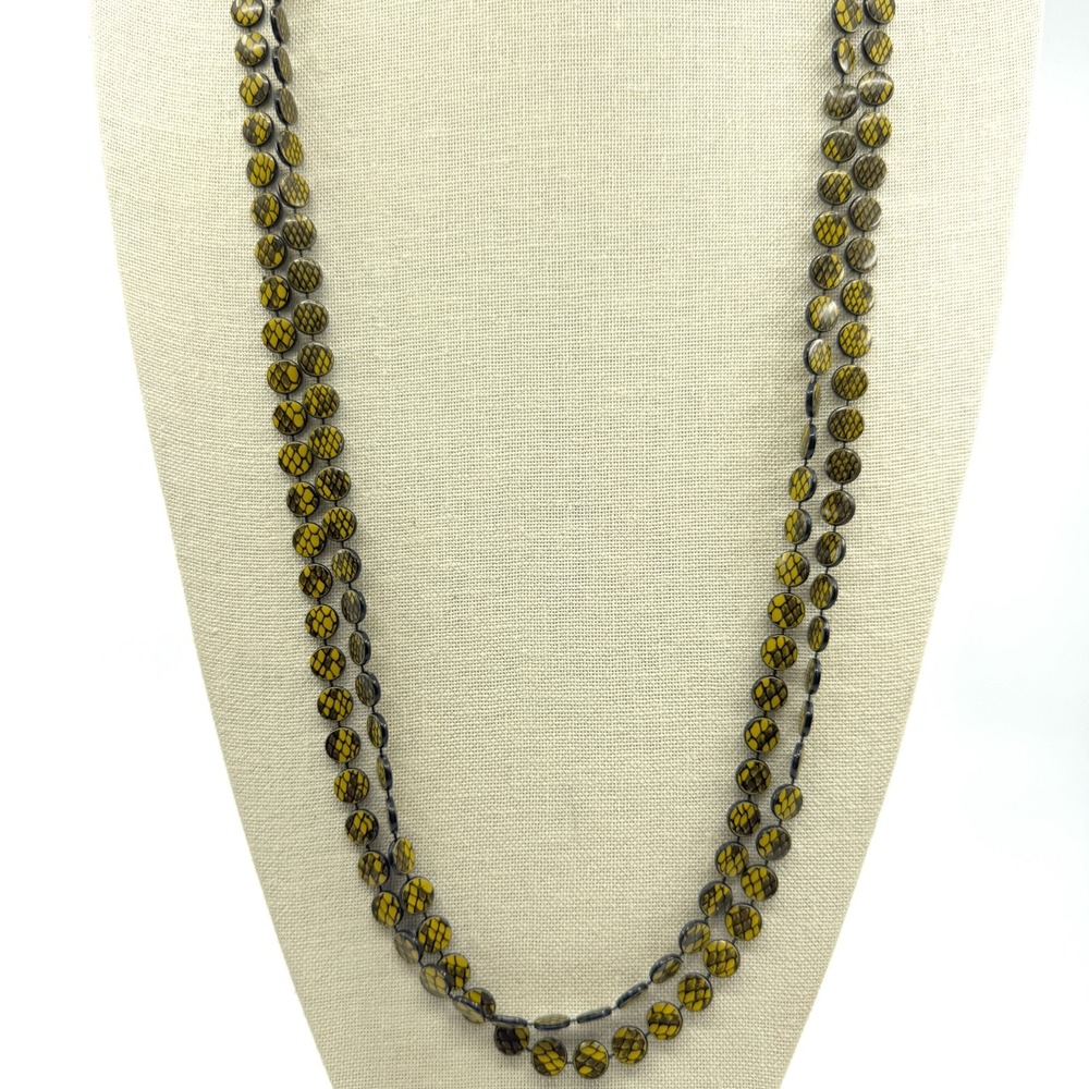 Long Snake Skin Print Disc Necklace Layering Boho Statement Accessory Funky Gift